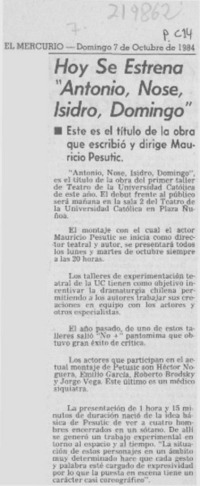 Hoy se estrena "Antonio, Nosé, Isidro, Domingo"