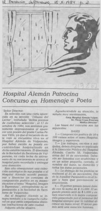 Hospital Alemán patrocina Concurso en homenaje a poeta