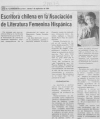 Escritora chilena en la Asociación de Literatura Femenina Hispánica