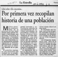 Por primera vez recopilan historia de una población  [artículo].