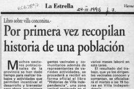 Por primera vez recopilan historia de una población  [artículo].