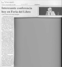 Interesante conferencia hoy en Feria del Libro  [artículo].