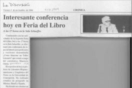 Interesante conferencia hoy en Feria del Libro  [artículo].
