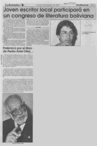 Joven escritor local participará en un congreso de literatura boliviana