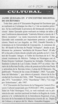 Jaime Quezada en 4o encuentro regional de escritores  [artículo].