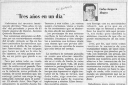 "Tres años en un día"  [artículo] Carlos Jorquera Alvarez.