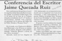 Conferencia del escritor Jaime Quezada Ruiz  [artículo].