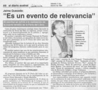 "Es un evento de relevancia"  [artículo].