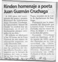 Rinden homenaje a poeta Juan Guzmán Cruchaga  [artículo].