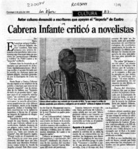 Cabrera Infante criticó a novelistas  [artículo].