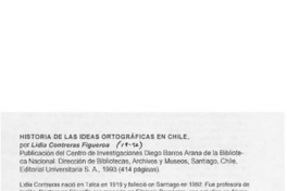 Historia de las ideas ortográficas en Chile  [artículo] Sergio Martínez Baeza.