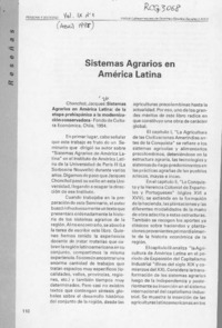 Sistemas agrarios en América Latina  [artículo] Sergio Gómez.