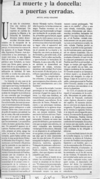 La muerte y la doncella, a puertas cerradas  [artículo] Miguel Angel Vidaurre.
