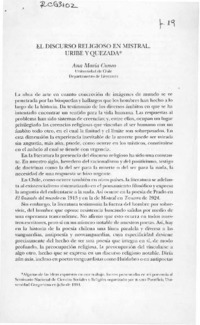 El discurso religiosos en Mistral, Uribe y Quezada