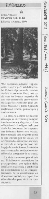 Camino del alba  [artículo] Eugenio García-Díaz.