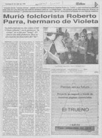 Murió folklorista Roberto Parra, hermano de Violeta