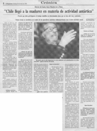 "Chile llegó a la madurez en materia de actividad antártica"  [artículo] Rolando Martínez Vergara.