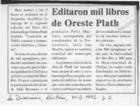 Editaron mil libros de Oreste Plath  [artículo].