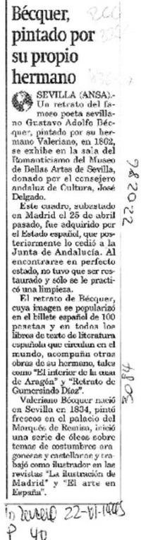 Bécquer, pintado por su propio hermano  [artículo].