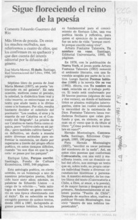 Sigue floreciendo el reino de la poesía  [artículo] Eduardo Guerrero del Río.