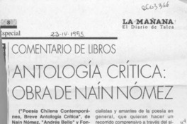 Antología crítica, obra de Naín Nómez  [artículo].