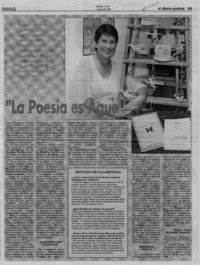 "La poesía es agua"  [artículo] Marianela Zapata R.