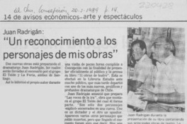 Juan Radrigán, "Un reconocimiento a los personajes de mis obras"