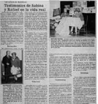 Testimonios de Sabina y Rafael en la vida real