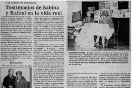 Testimonios de Sabina y Rafael en la vida real