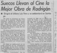Suecos llevan al cine la mejor obra de Radrigán