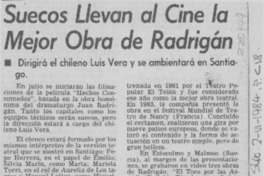 Suecos llevan al cine la mejor obra de Radrigán