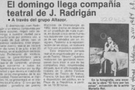 El Domingo llega compañía teatral de J. Radrigán