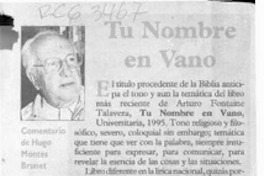 Tu nombre en vano  [artículo] Hugo Montes Bravo.