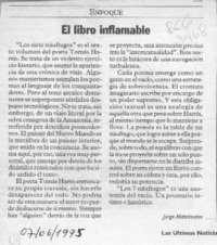 El libro inflamable  [artículo] Jorge Mittelmann.