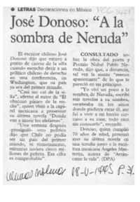 José Donoso, "A la sombra de Neruda"  [artículo].