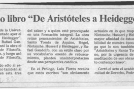 Preentado libro "De Aristóteles a Heidegger"  [artículo].