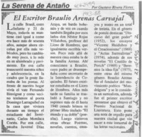 El escritor Braulio Arenas Carvajal  [artículo] Gustavo Rivera Flores.