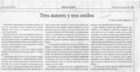 Tres autores y tres estilos  [artículo] Germán Villagrán García.