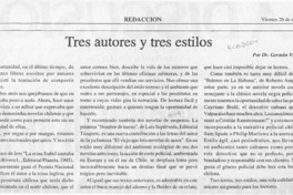 Tres autores y tres estilos  [artículo] Germán Villagrán García.