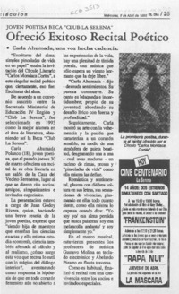 Ofreció exitoso recital poético  [artículo].