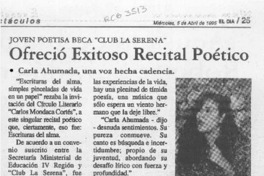 Ofreció exitoso recital poético  [artículo].