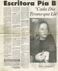 Escritora Pía Barros, "Cada día derroco al tirano que llevo dentro"