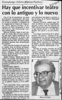 Hay que incentivar teatro con lo antiguo y lo nuevo  [artículo].