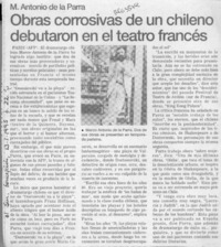 Obras corrosivas de un chileno debutaron en el teatro francés  [artículo].