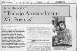 "Trabajo artesanalmente mis poemas"  [artículo] Soledad Valenzuela.