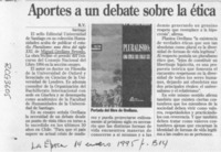 Aportes a un debate sobre la ética  [artículo] R. V.