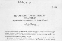 Me cansé de tener nombre en esta tierra