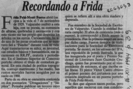 Recordando a Frida  [artículo] Adolfo Simpson T.