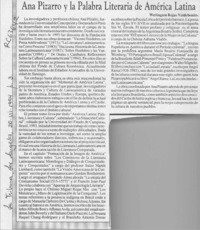 Ana Pizarro y la palabra literaria de América Latina  [artículo] Wellington Rojas Valdebenito.