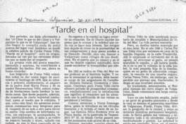 "Tarde en el hospital"  [artículo] Hugo Rolando Cortés.